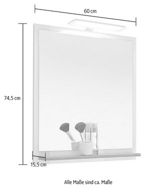 Saphir Badmöbel-Set Quickset 947 3-teilig, Waschbeckenunterschrank mit Spiegel, (4-St), Unterschrank, 4 Türen, 2 Einlegeböden, inkl. Türdämpfer, Weiß Glanz