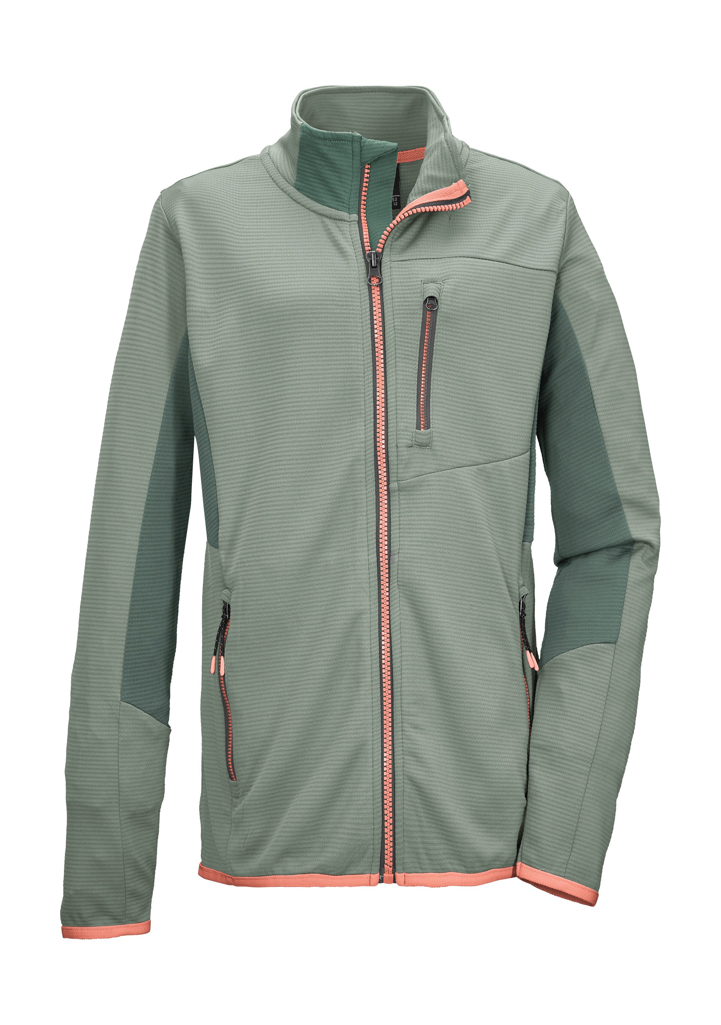 Killtec Strickjacke KOS 140 BYS FLX JCKT Colourblock-Design, 2-Wege-Stretch, Kinnschutz, vielseitig einsetzbar