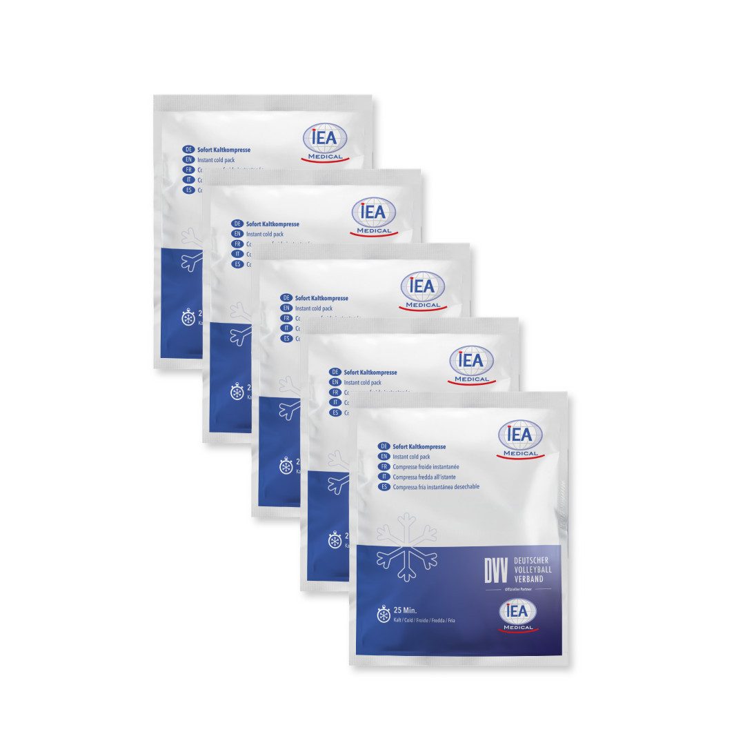 IEA Medical Kühlpad Sofort-Kälte-Kompresse, Kühlpacks für Prellungen & andere Verletzungen, Komplettset 5-tlg., Set, Einmal-Kühlpacks, Kühlpack zum knicken, Kühlkompresse, Kältekompresse