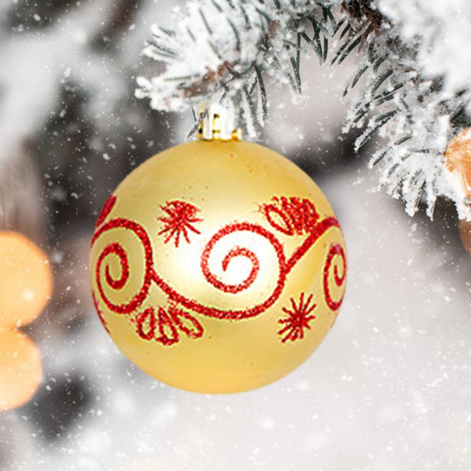 Weihnachtsbaumkugel 44 Rot-Weiß-Weihnachtsball-Ornament, Farbkugel 3-6cm Weihnachtskugel Set Geschenkbox Weihnachtskugeln, Stück/Set aus Plastik Rutaqian