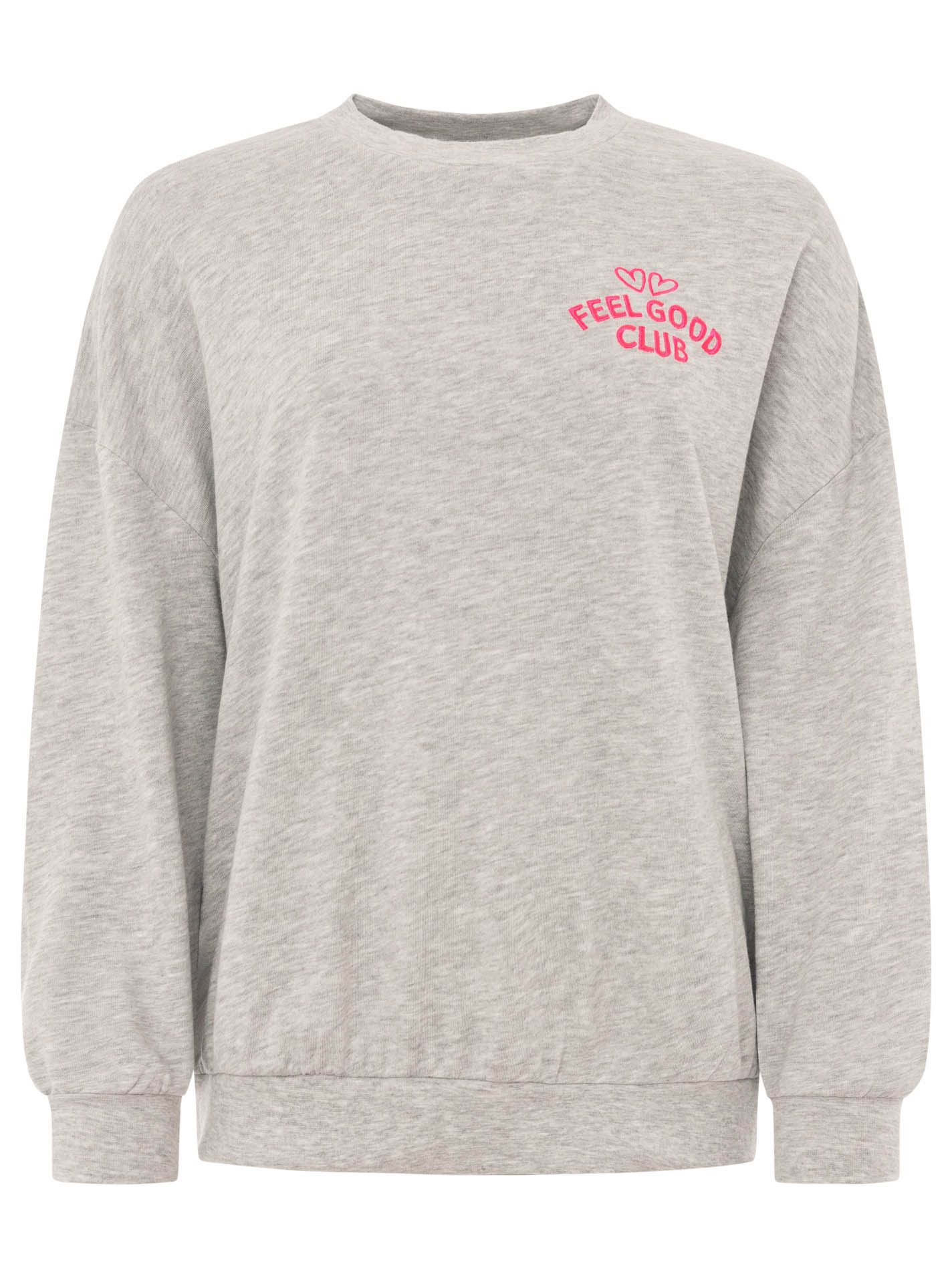 Zwillingsherz Sweatshirt "Feel Good Club" Rundhals, kleine Stickerei vorne