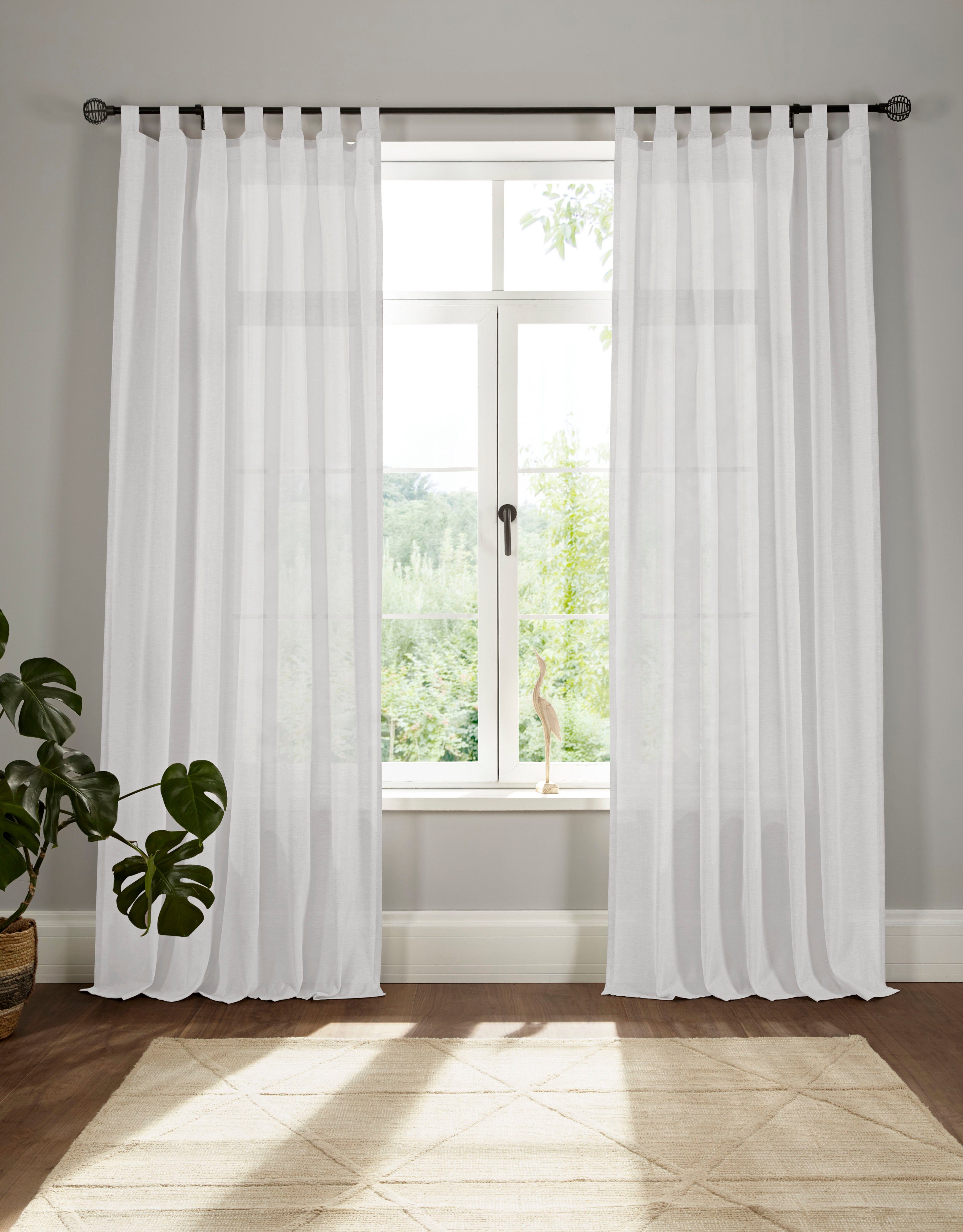 OTTO home Vorhang Elby 1 (1 St), Schlaufen, halbtransparent, Jacquard, transparent, basic, monochrom, bis 295 cm Länge