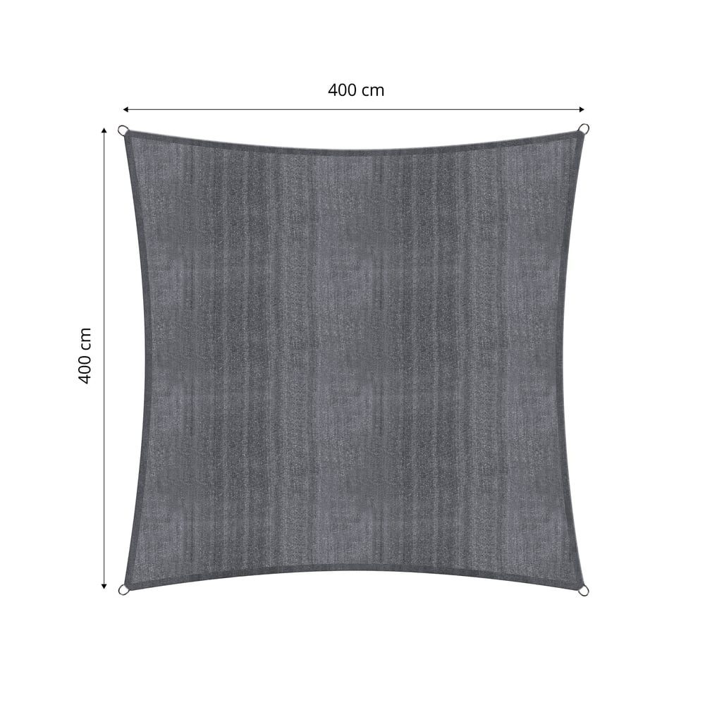 Lumaland Sonnensegel Sonnensegel 4 x 4 m Quadrat, Wetterbeständig 100% HDPE mit Stabilisator für UV Schutz