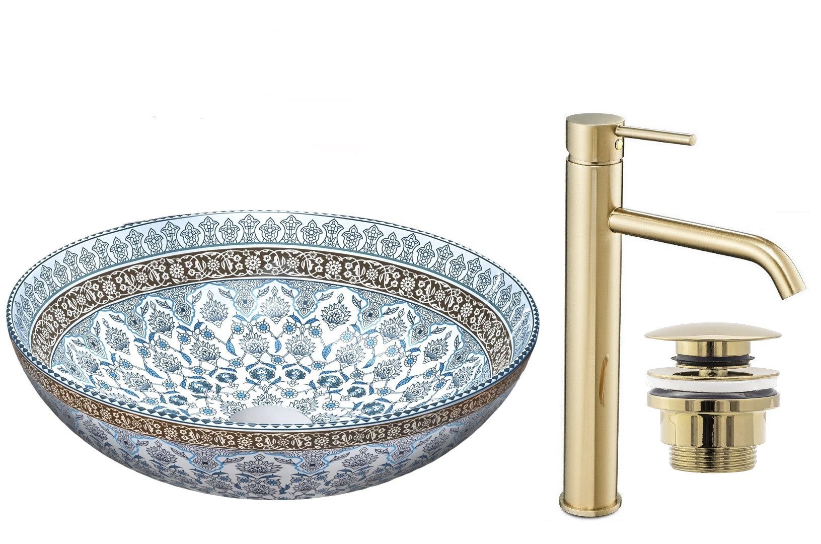 GTM Design Aufsatzwaschbecken Glanz - Modern Waschbecken ohne Hahnloch - El günstig online kaufen