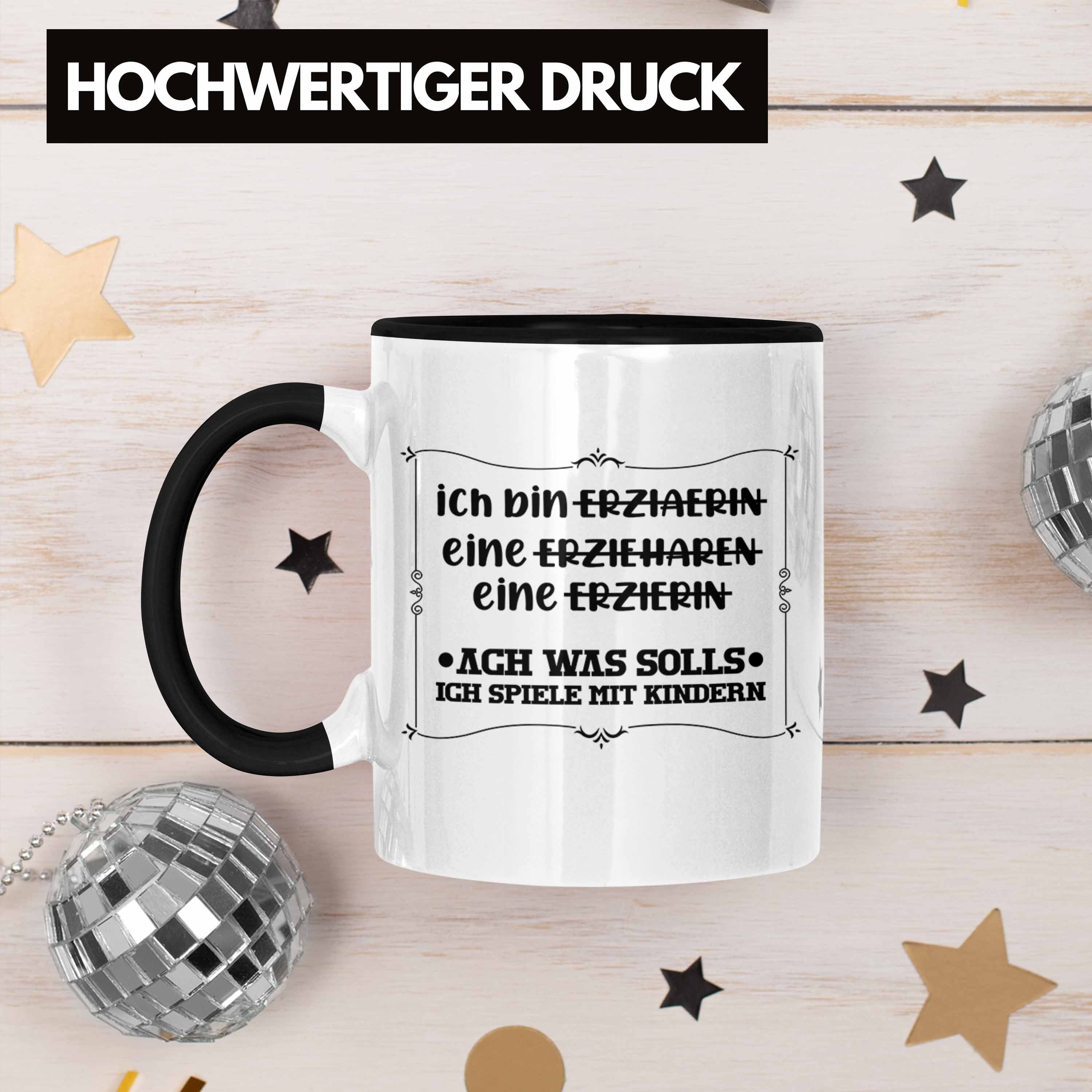 Schwarz Tasse Trendation Tasse Lustiger - Geschenkidee Trendation Geschenk Kindergärtnerin Ich Bin Erzieherin Erzieherin Spruch