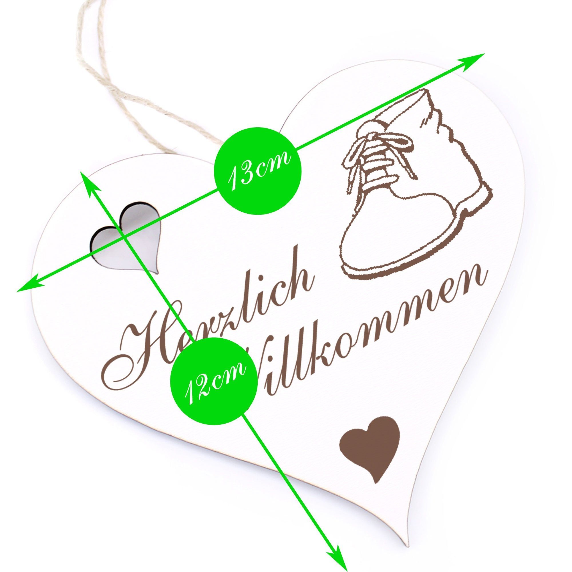 Dekolando - Schuh Hängedekoration 13x12cm Herzlich - Willkommen