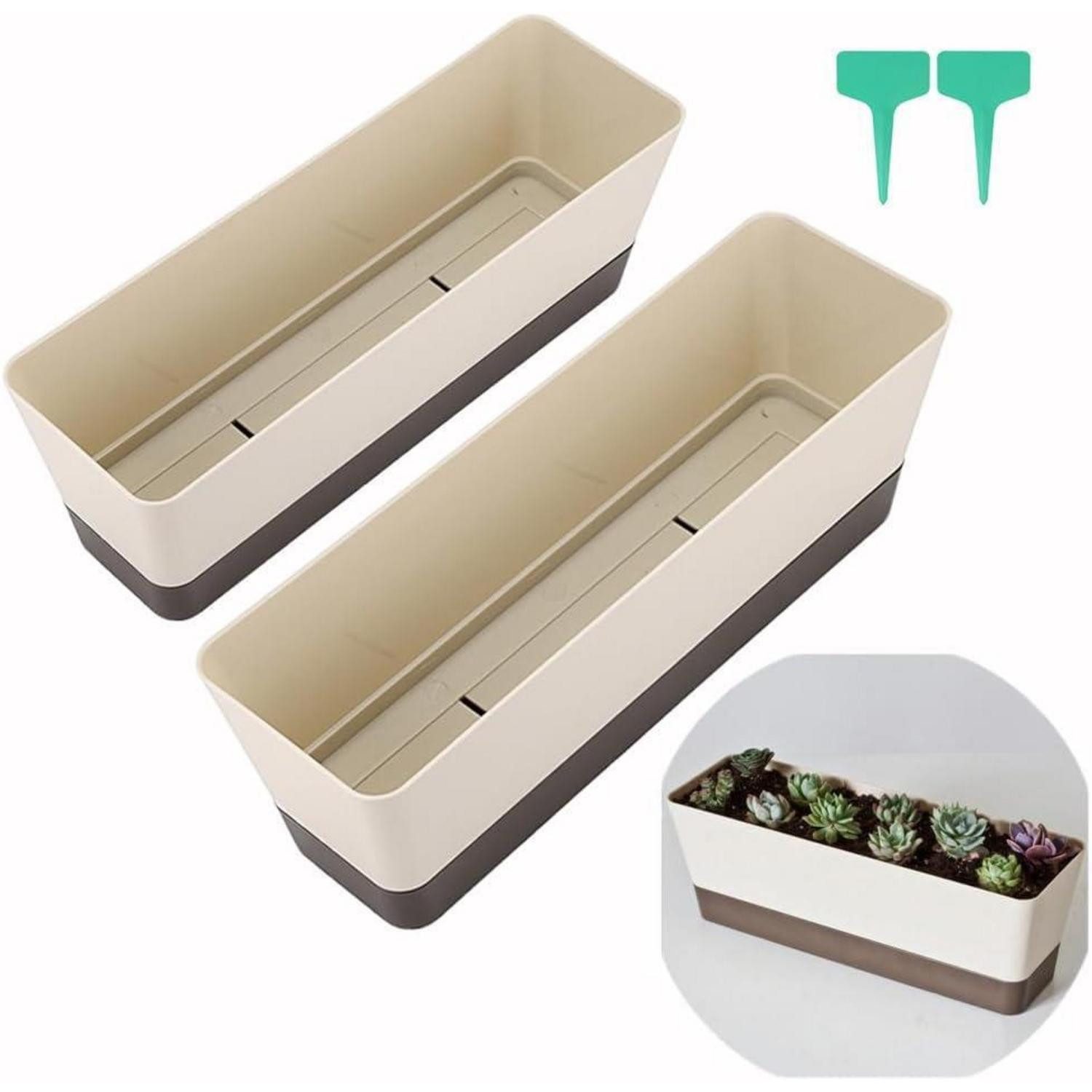 LuxusKollektion Blumenkasten Blumenkasten rechteckig Kunststoff Sukkulenten 30,5 cm 2 Stück
