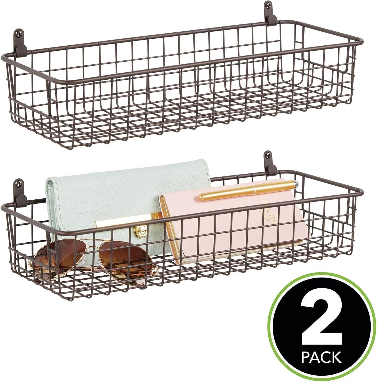 mDesign Aufbewahrungssystem mDesign Wandregal Ablage Ablagekorb Aufbewahrung Organizer 2er-Set M – Bild 3 von 5