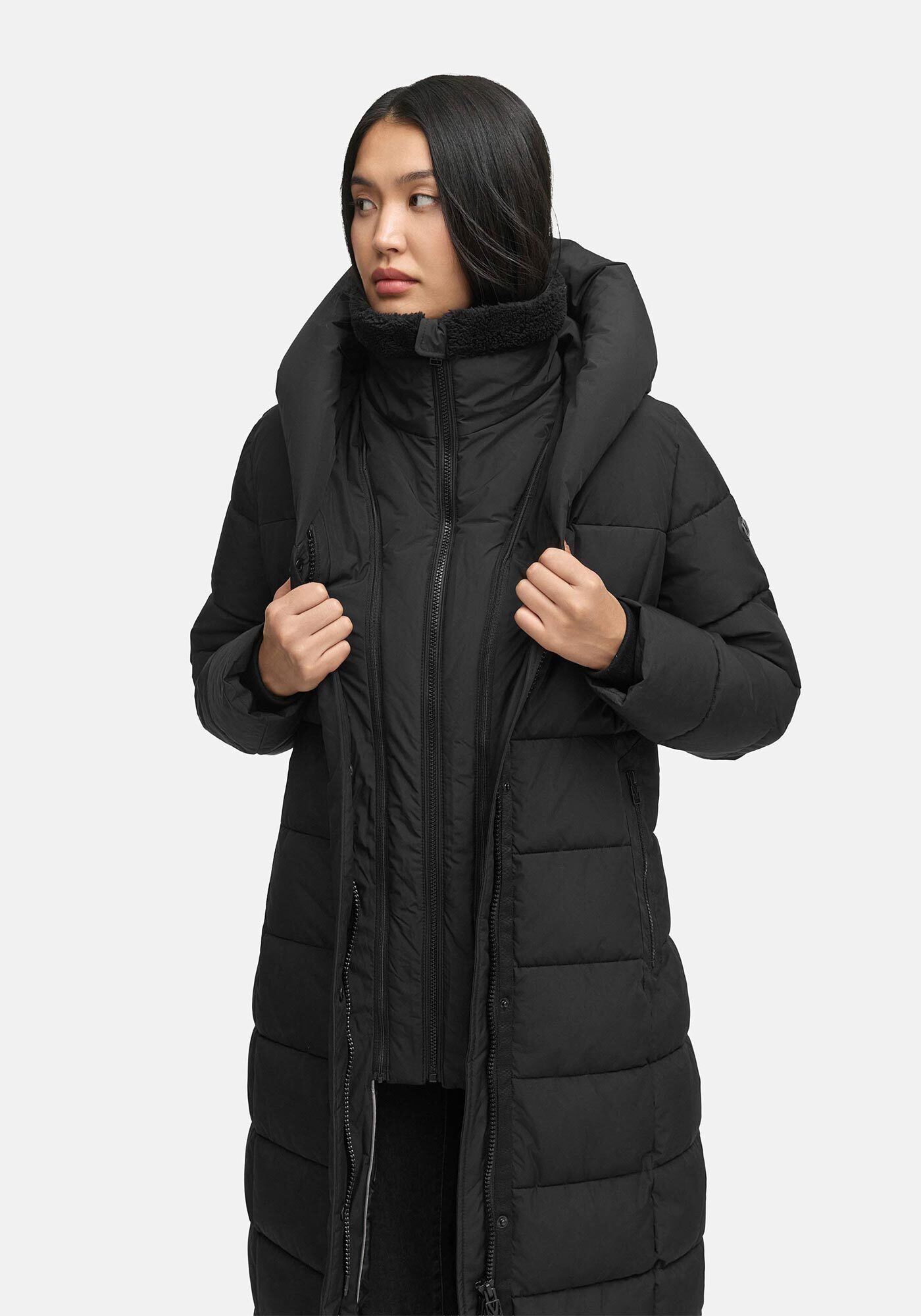 Marikoo Winterjacke Pakoraa extra langer Winter Mantel mit abnehmbaren Innenteil