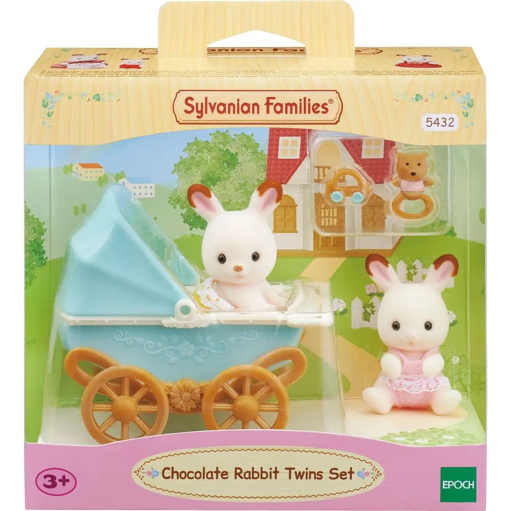 EPOCH Traumwiesen Actionfigur Sylvanian Families 5432 Schokoladenhasen Zwillinge mit Kinderwagen