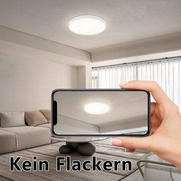 Nettlife LED Panel Schwarz Deckenlampe Flach Deckenbeleuchtung Rund, IP44 Wasserdicht, LED fest integriert, Neutralweiß, für Schlafzimmer Badezimmer Küche Flur, 15W, 22 * 22 * 2.5 CM