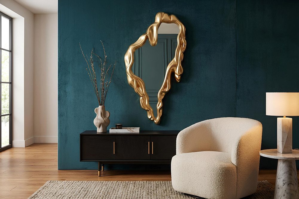riess-ambiente Wandspiegel FLUIDUM 150cm gold – organischer Rahmen, vertikal, Barock-Accessoire (Einzelartikel, 1-St), ausdrucksstarker Spiegel – ideal für moderne Räume als Eyecatcher