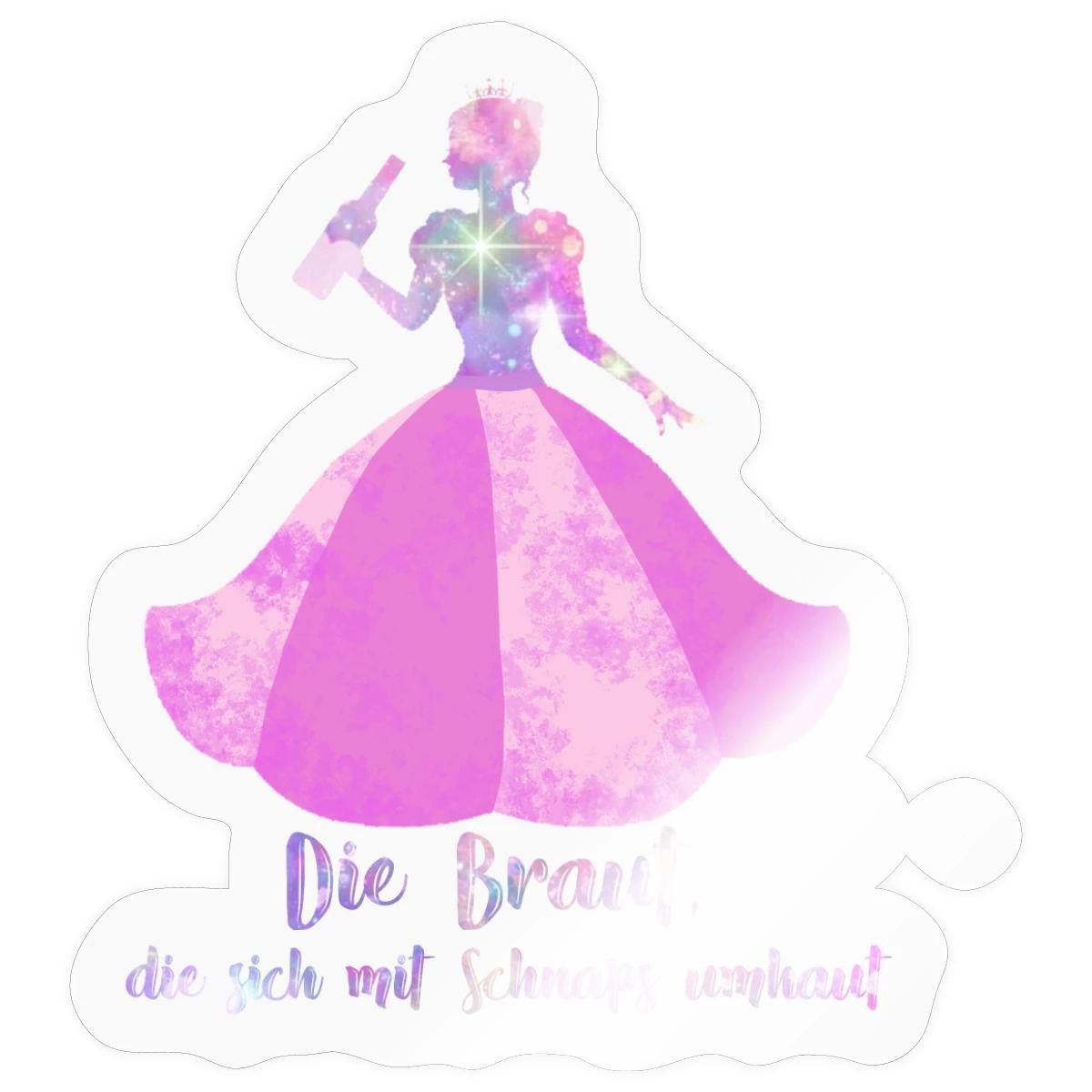 Spreadshirt Aufkleber JGA Frauen, Die Braut, Die Sich Mit Schnaps Umhaut Sticker Aufkleber