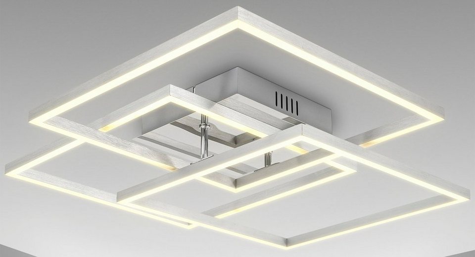 B.K.Licht LED Deckenleuchte BK_FR1504 LED Frame-Deckenlampe, Schwenkbar,  Chrom-Alu, 40W, LED fest integriert, Warmweiß, 4.000 Lm, 3.000K Warmweißes  Licht, 568x568x95 mm (LxBxH), IP20