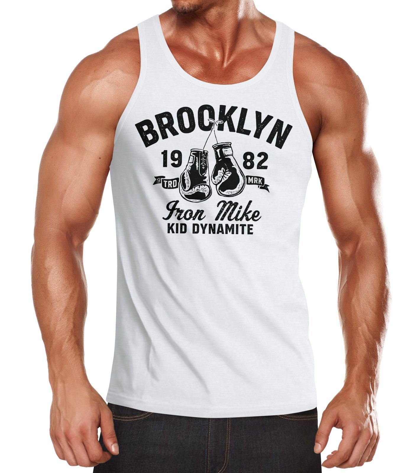 Neverless Tanktop Herren Tank-Top Boxen Iron Mike Brooklyn Retro Design Muskelshirt Muscle Shirt Neverless® mit Print