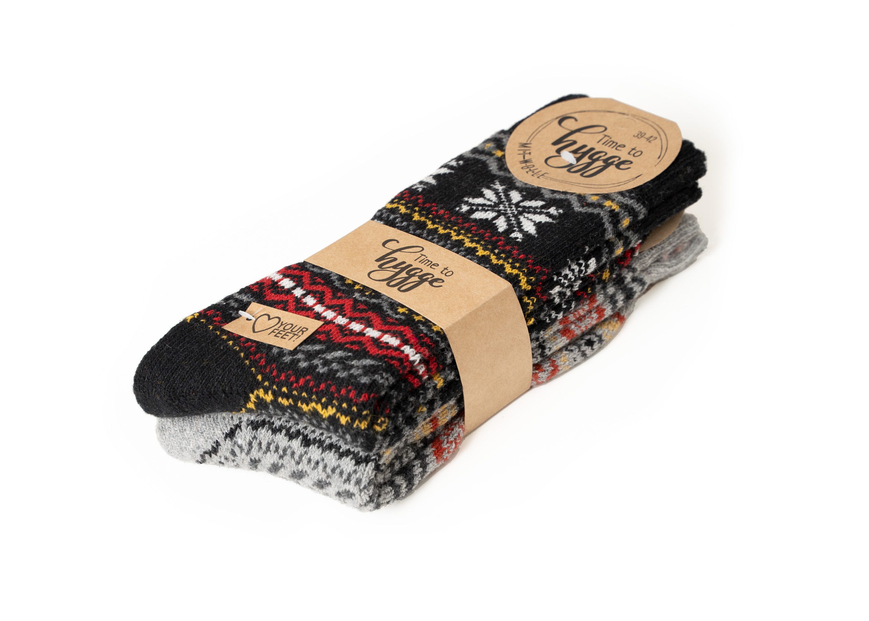 HomeOfSocks Norwegersocken 2 Paar Norweger Wollsocken, Dicke, Hygge, 45% (2-Paar) mit Norwegermuster, aus Wolle, druckarmer Gummibund