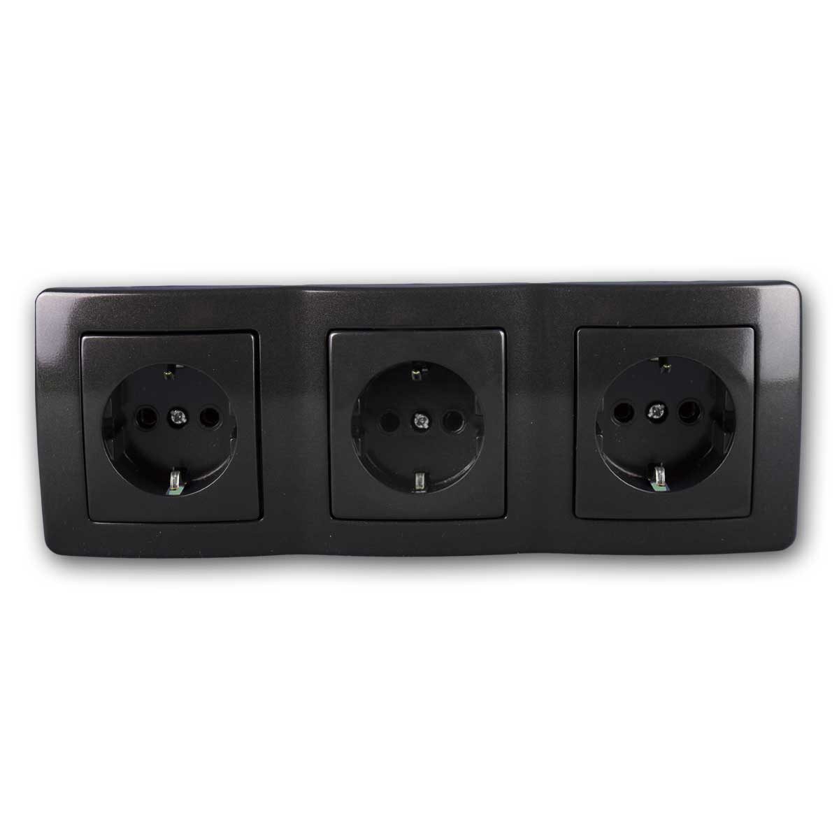 TEM EKONOMIK Set "Beginner 3S" anthrazit, 3er Steckdos Unterputzschalter