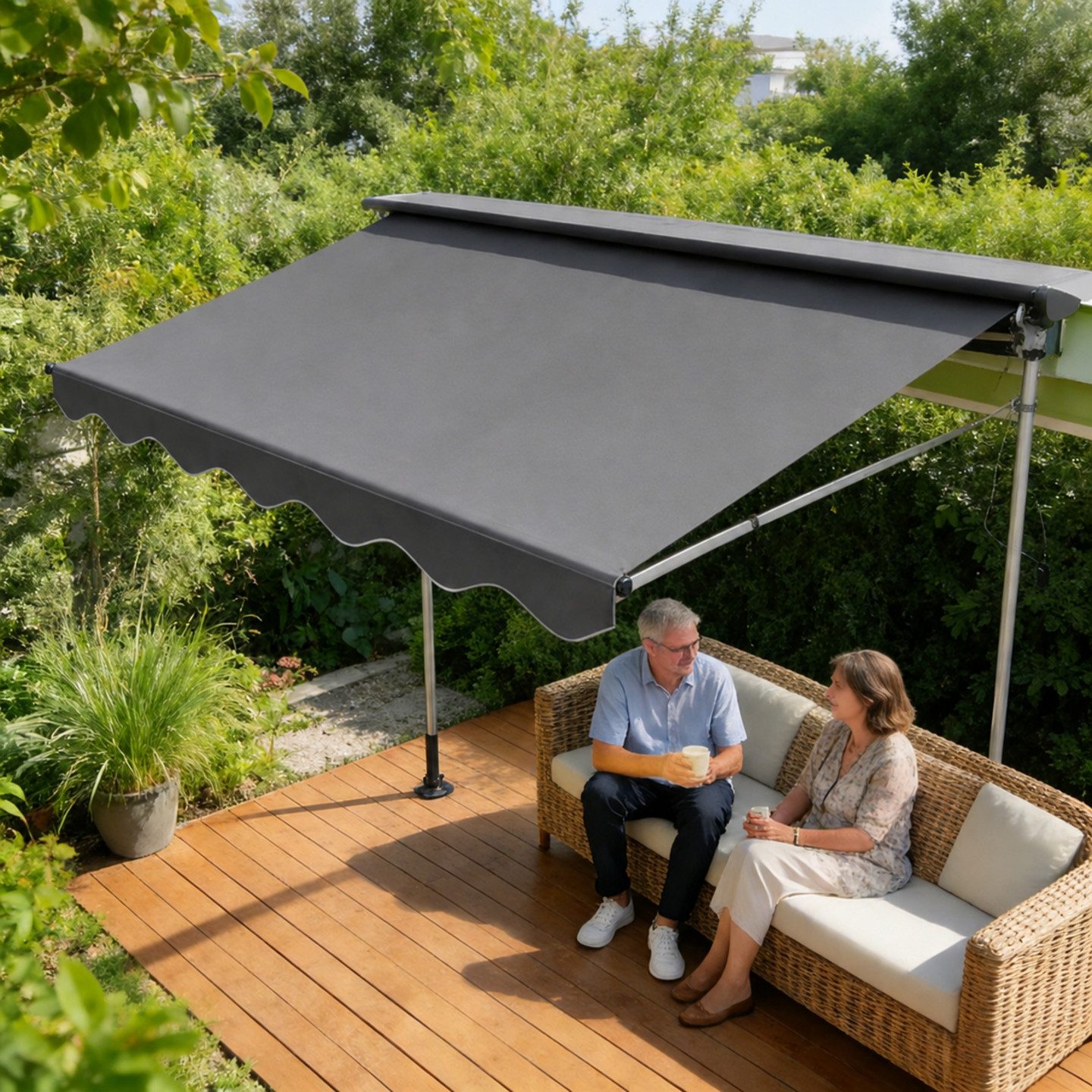 Ferghana Klemmmarkise Klemmmarkise Ohne Bohren, Balkonmarkise Höhenverstellbar (Sonnenschutz Wasserdicht UV-beständig, Sonnenmarkise für Terrasse Balkon Garten) Sichtschutz Markise