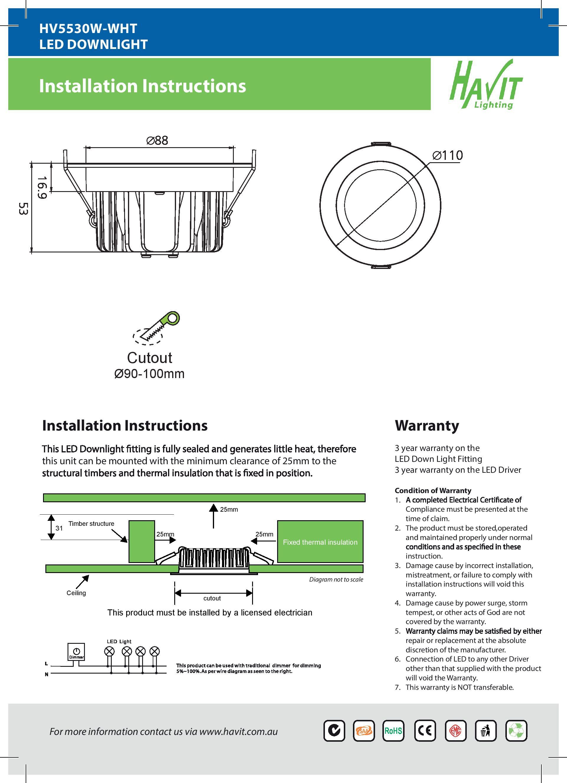 Warmweiß Havit Deckenleuchte LED LED Lighting integriert, ORA, fest