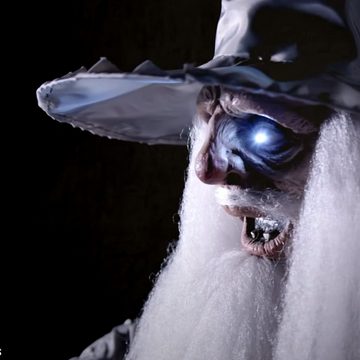SATISFIRE Dekofigur Halloween Figur Zauberer, animiert 190cm - Bewegung, Licht, Geräusche