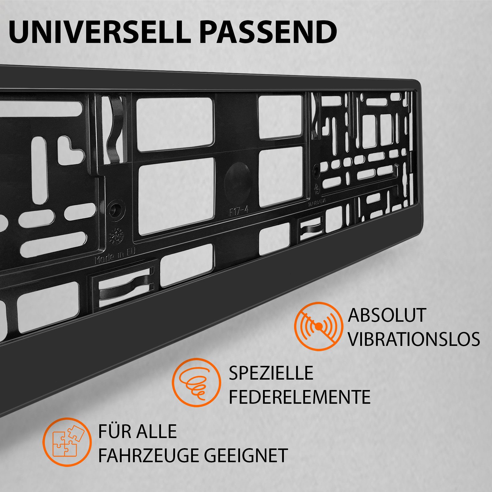 L & P Car Design Kennzeichenhalter für Auto in schwarz Nummernschild Kennzeichenhalterung, (2 Stück)