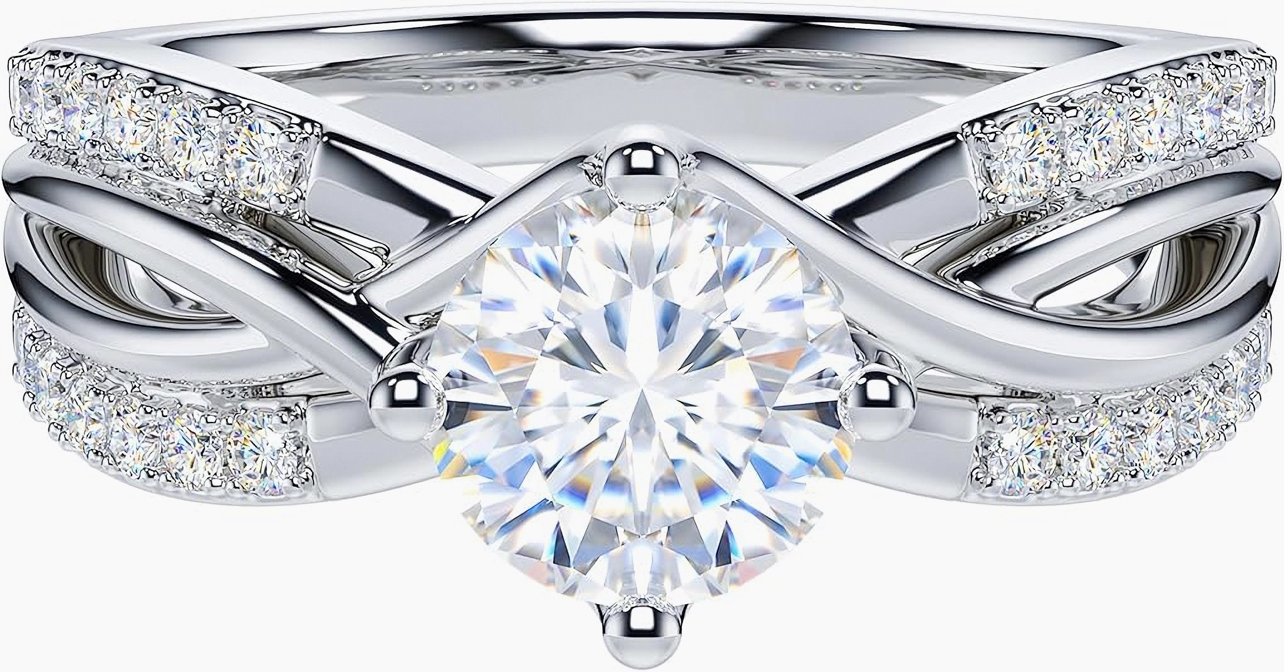 Jumpeak Verlobungsring 585 Gold, 1ct runder Brillantschliff, im Labor Diamant, Ehering, Geschenk für Ihre Liebsten/Jubiläum/Weihnachten, Luxusschmuck mit IGI