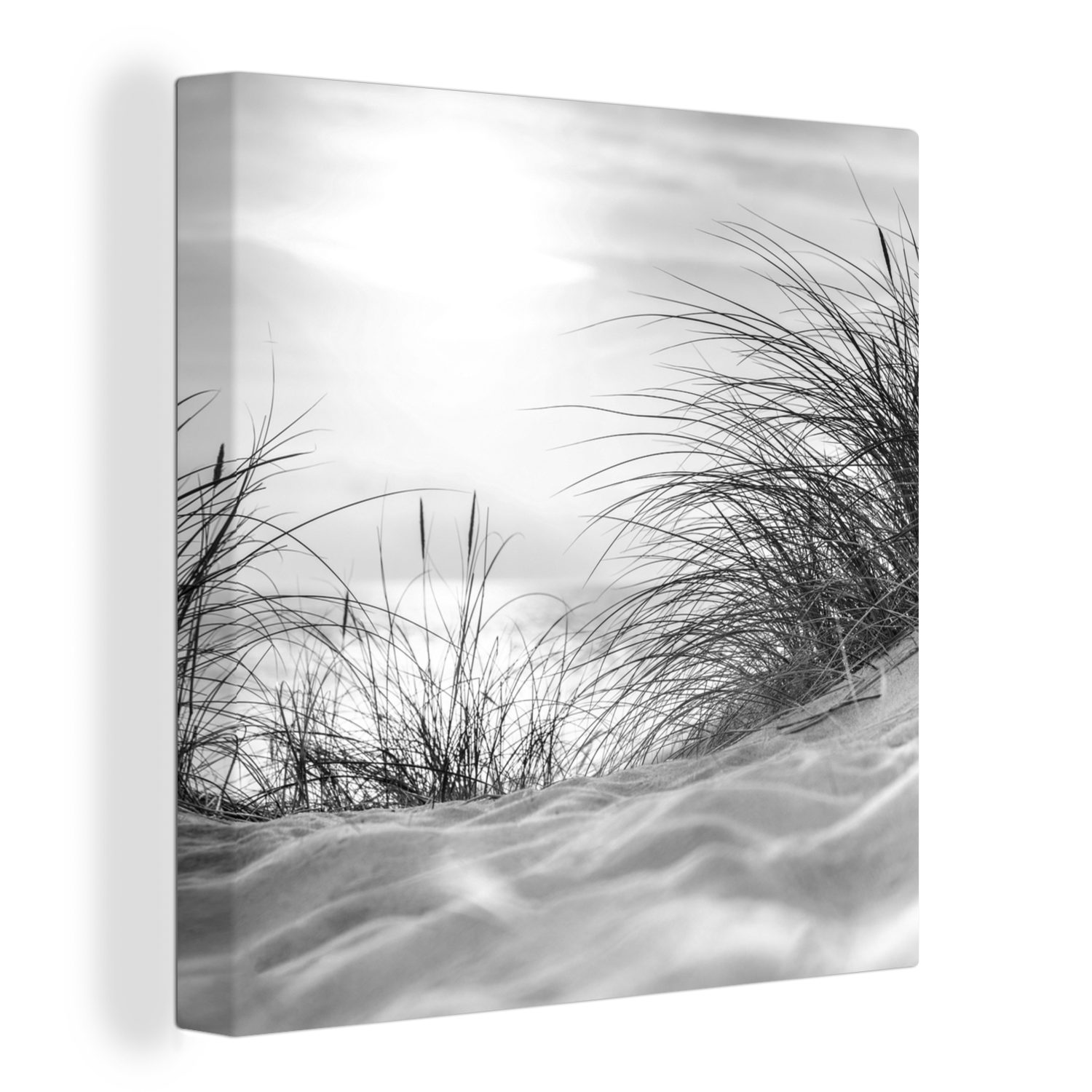 OneMillionCanvasses® Leinwandbild Wattenmeer - Schwarz - Weiß - Dünen, (1 St), Leinwand Bilder für Wohnzimmer Schlafzimmer