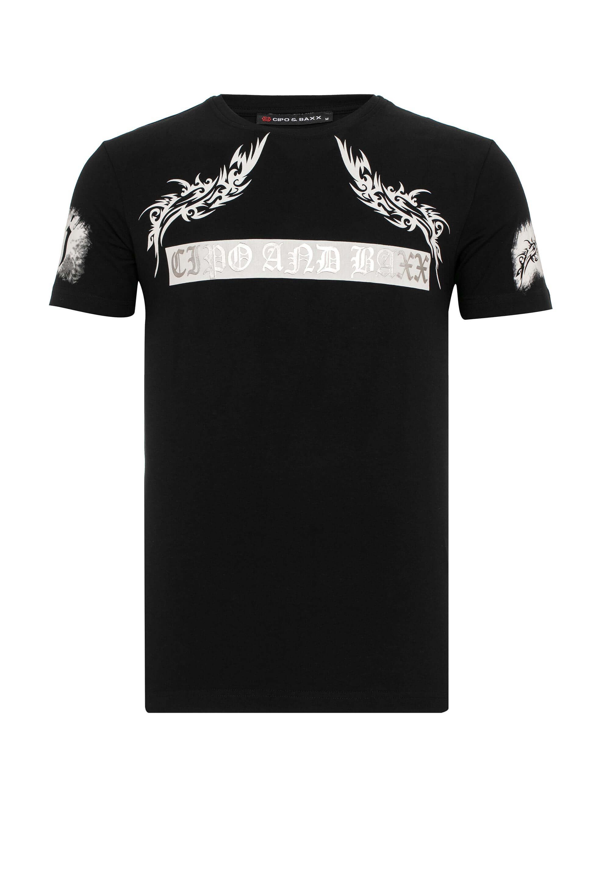 Cipo & Baxx T-Shirt im Slim Fit-Schnitt schwarz