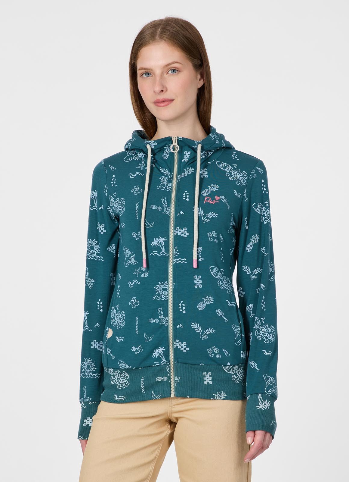 Ragwear Sweatjacke PAYA PRINT Bestseller aus dünner Viskosemischung und Allover-Print