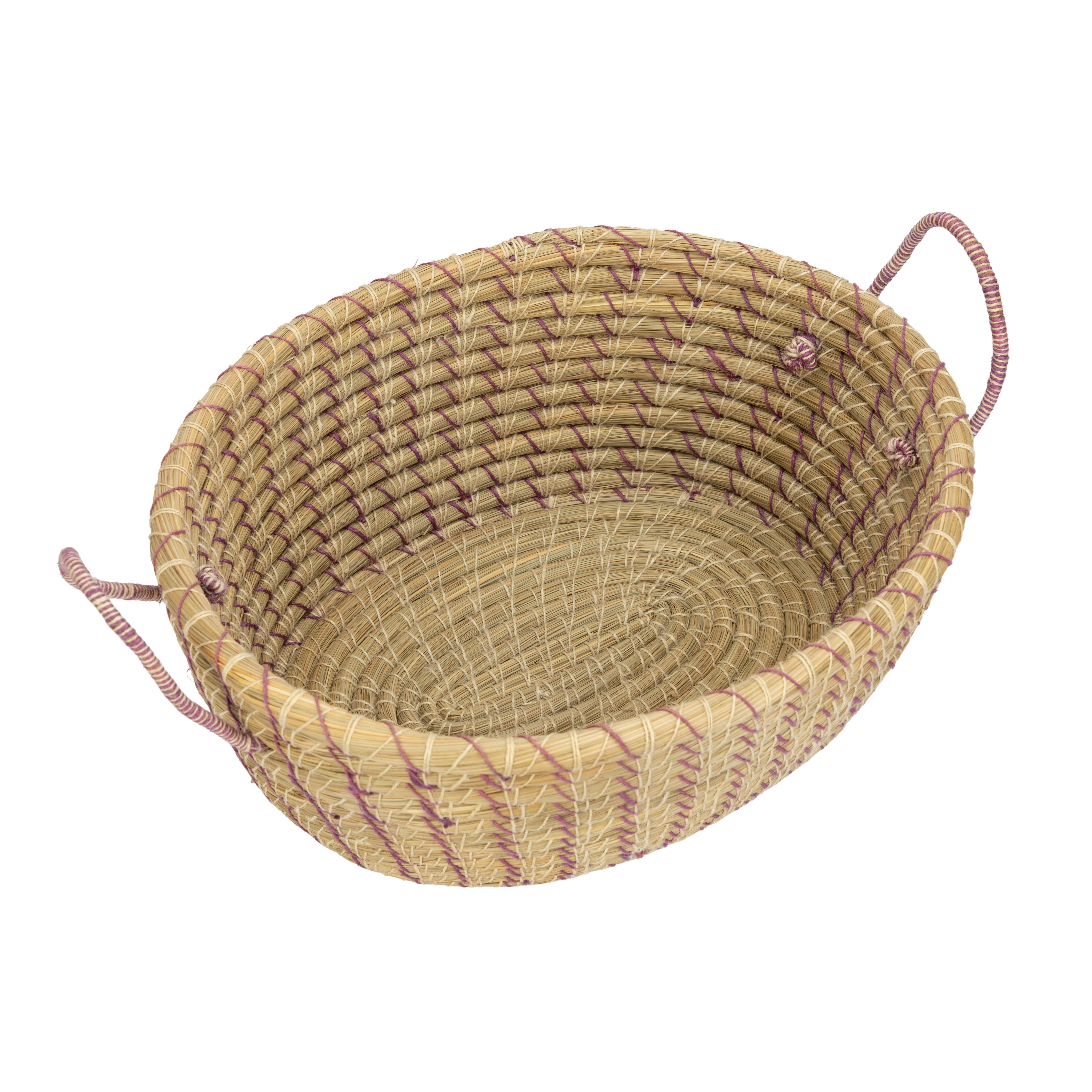 El Puente Aufbewahrungskorb "Lila Wolke" Großer Ovaler Korb mit Henkeln, Handmade, Handmade