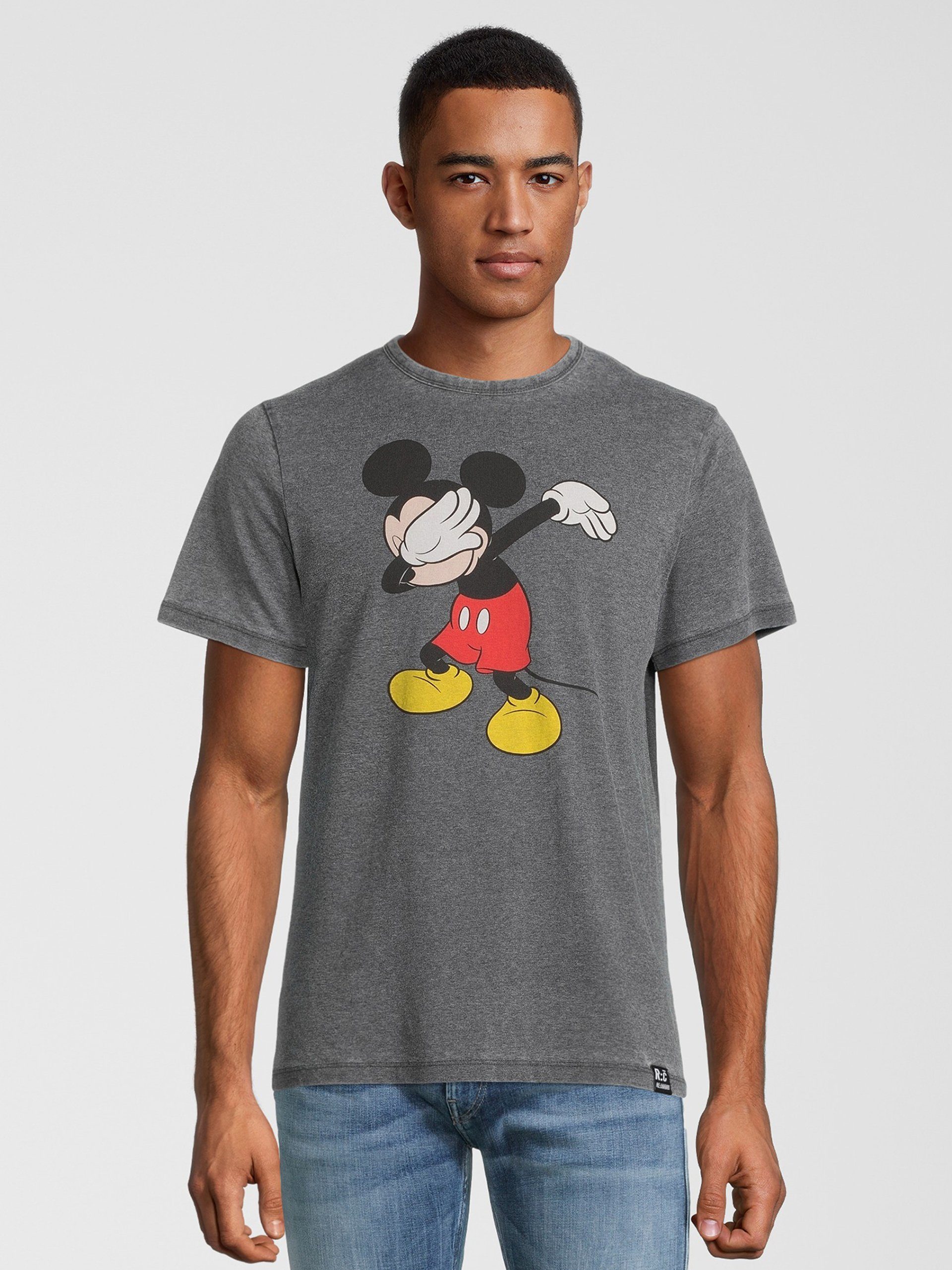 Recovered T-Shirt Disney Mickey Mouse Dabbing dunkelgrau