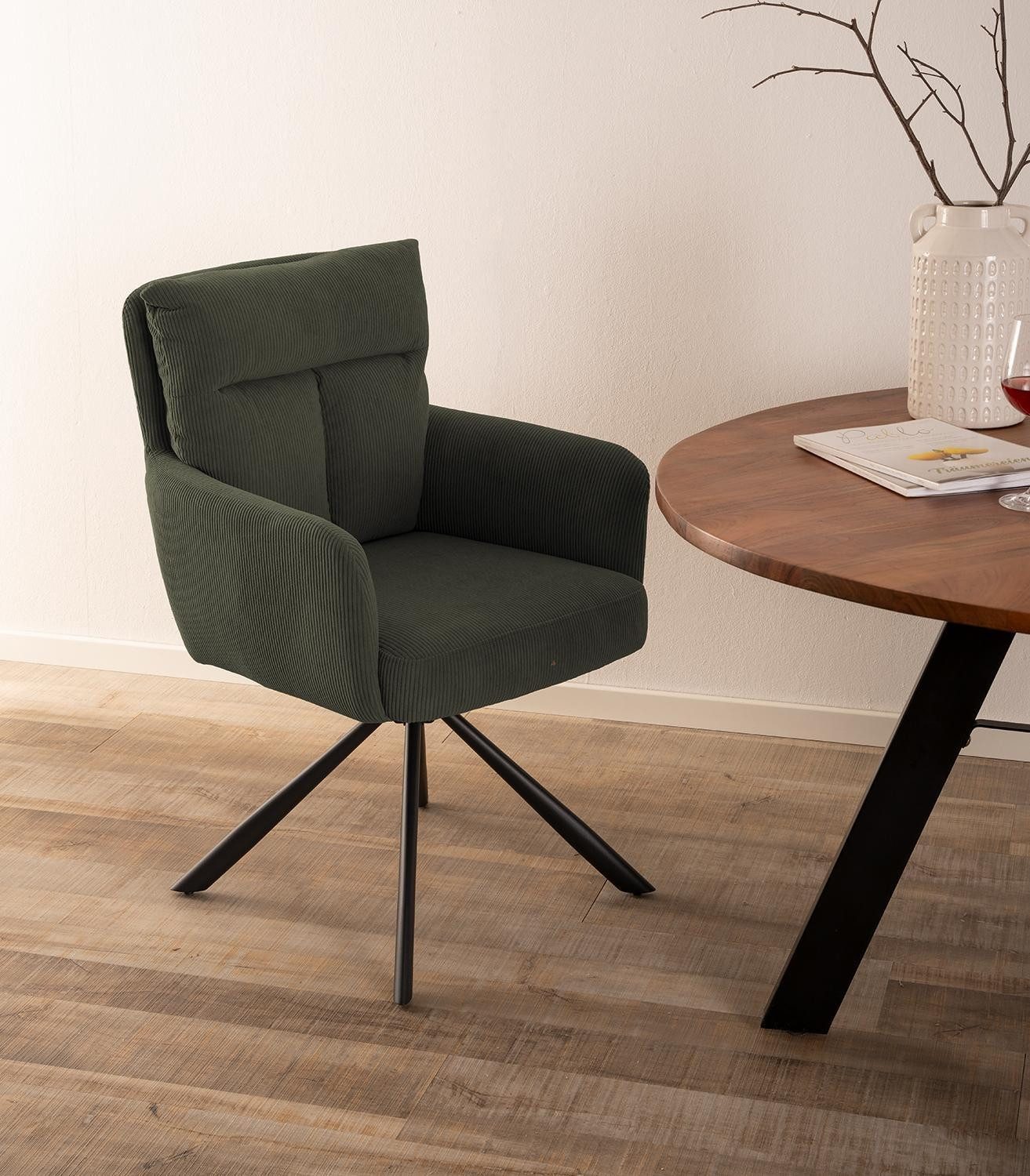 Home4You Polsterstuhl, Grün, Cordbezug, Metallgestell, (1 St), 180 Grad dre günstig online kaufen