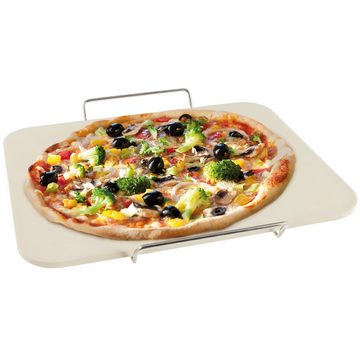 bremermann Pizzastein Pizzastein 30 x 38 x 1 cm mit 3tlg. Pizzaheber-Set und Serviergestell