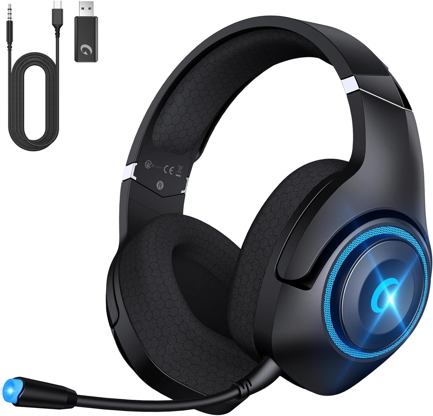 KAPEYDESI Gaming-Headset (Gaming Headset Perfekt PS4, PC Bluetooth 5.2) für Series PS5, Wireless 3D-Stereomikrofon, und mit Xbox Gamer