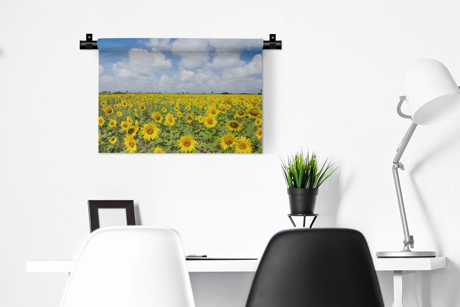 - Wanddeko Schlafzimmer, Wanddekoobjekt Kinderzimmer Gelb Landschaft, Wandbehang, - - - Blumen für - Kleid, Natur Wohnzimmer, MuchoWow Wolken Sonnenblumen
