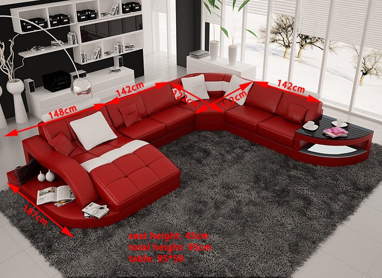 Rot Europe Sitz Form Ecke, Eckgarnitur U Modernes Sofa Made Ecksofa in Polster JVmoebel