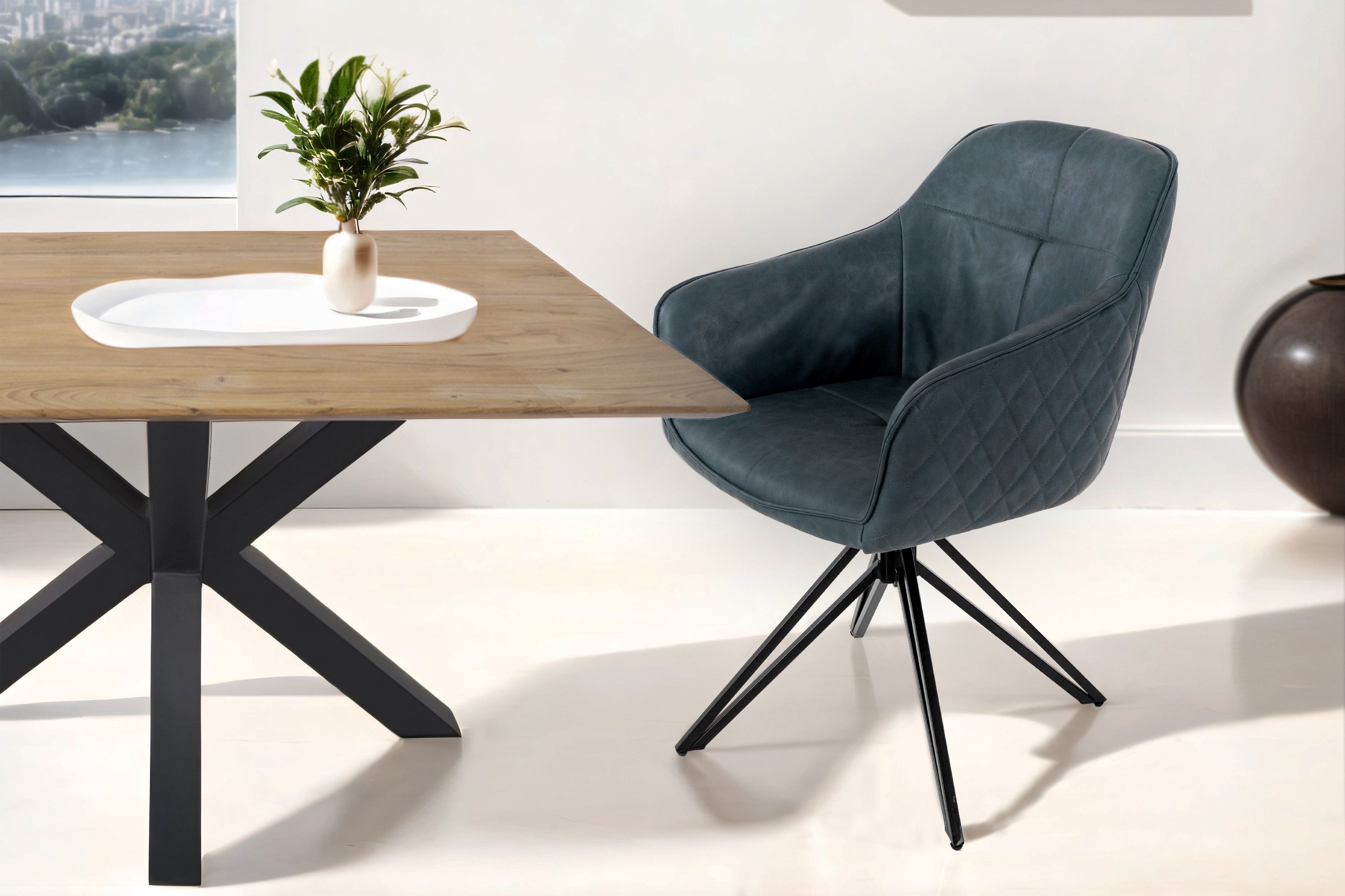 SAM® Drehstuhl Riveria, Drehstuhl, Kunstlederbezug, Metallgestell schwarz