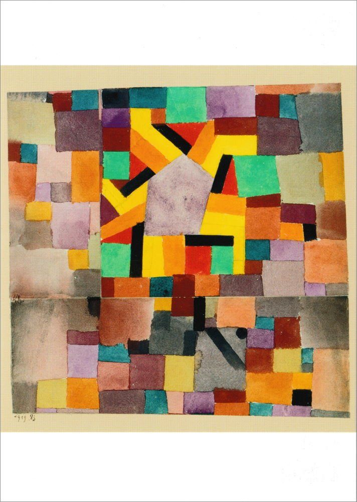 Postkarte Kunstkarte Paul Klee "Mit violettem Fünfeck"