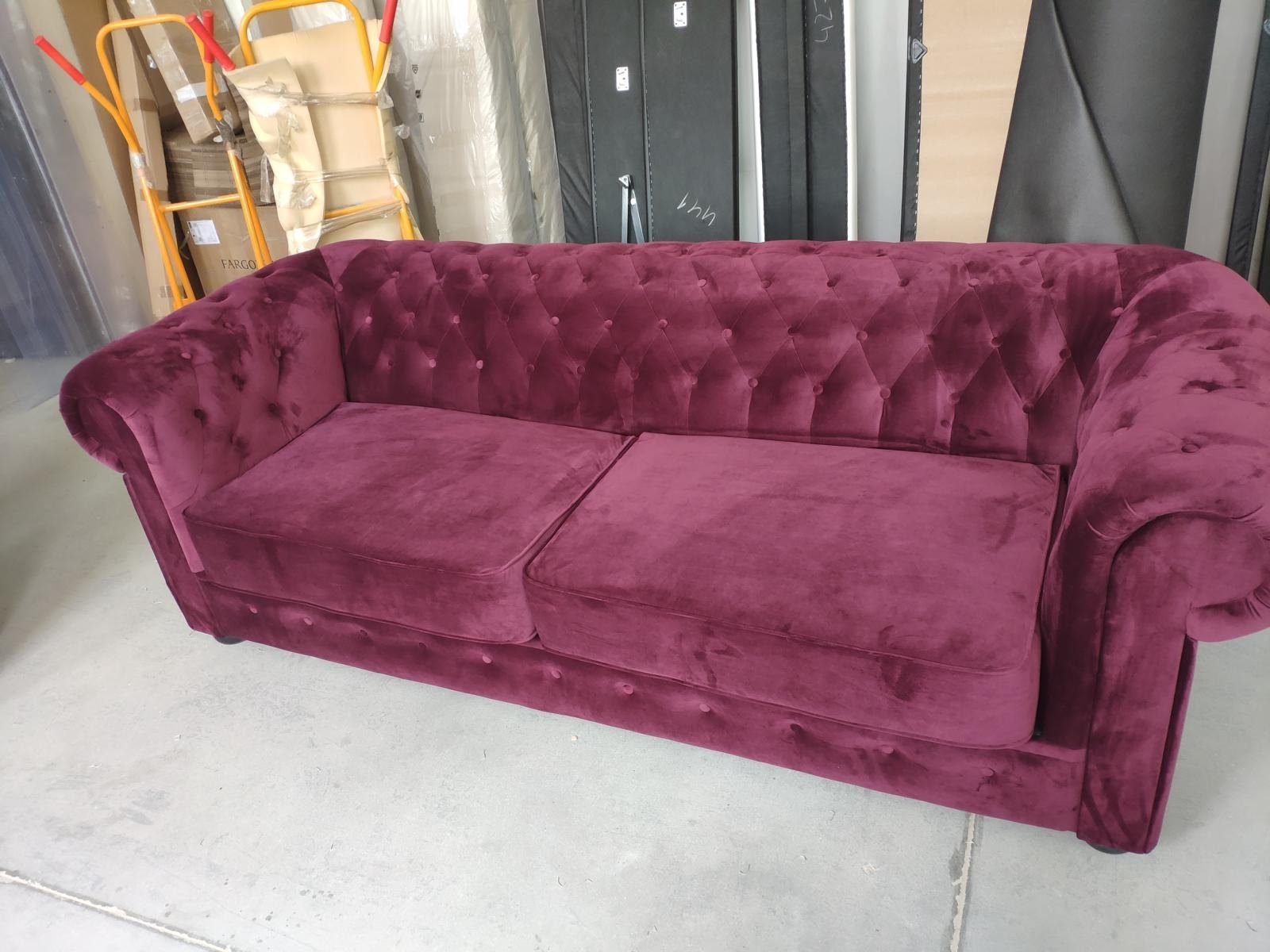 JVmoebel Sofa Metall Stilvolle Design Europe Sofa Rot Polsterung Möbel, in Chesterfield Made 2-Sitzer