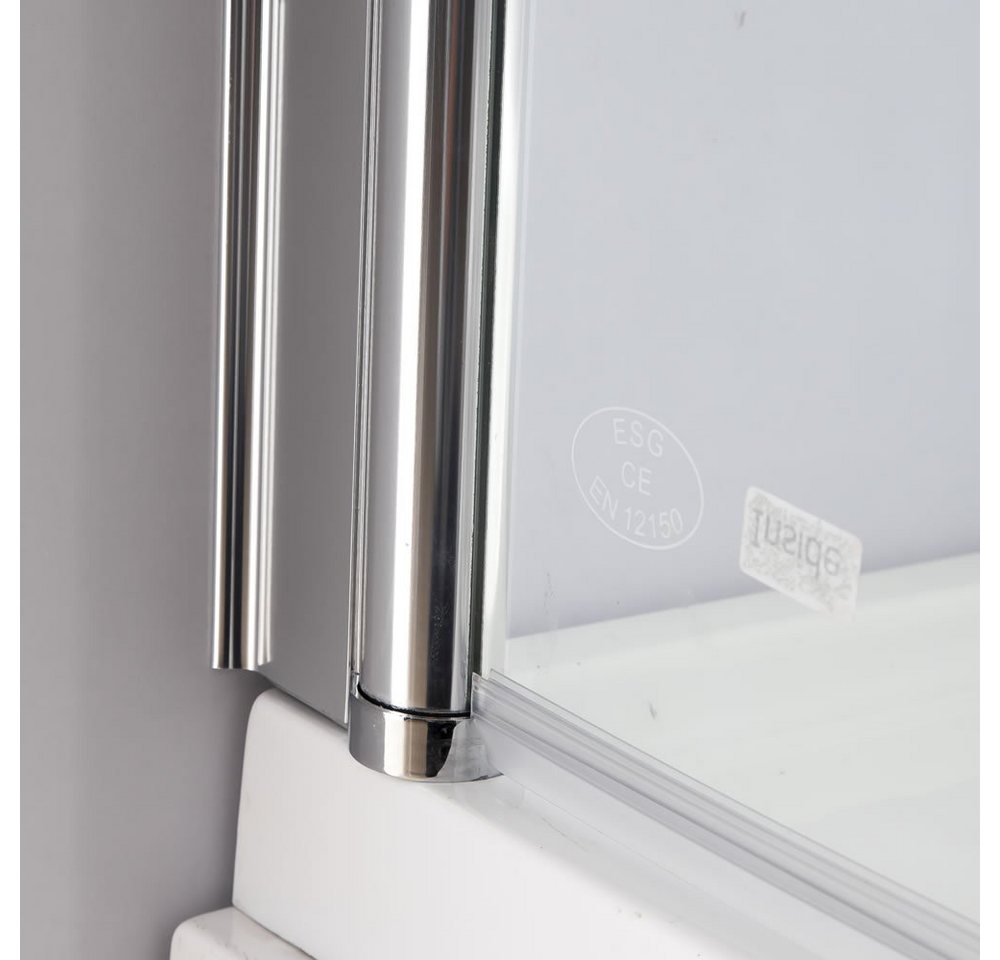 Thumbnail - Mucola Badewannenaufsatz 133CM Glas Duschabtrennung Duschwand Badewannenaufsatz Faltwand