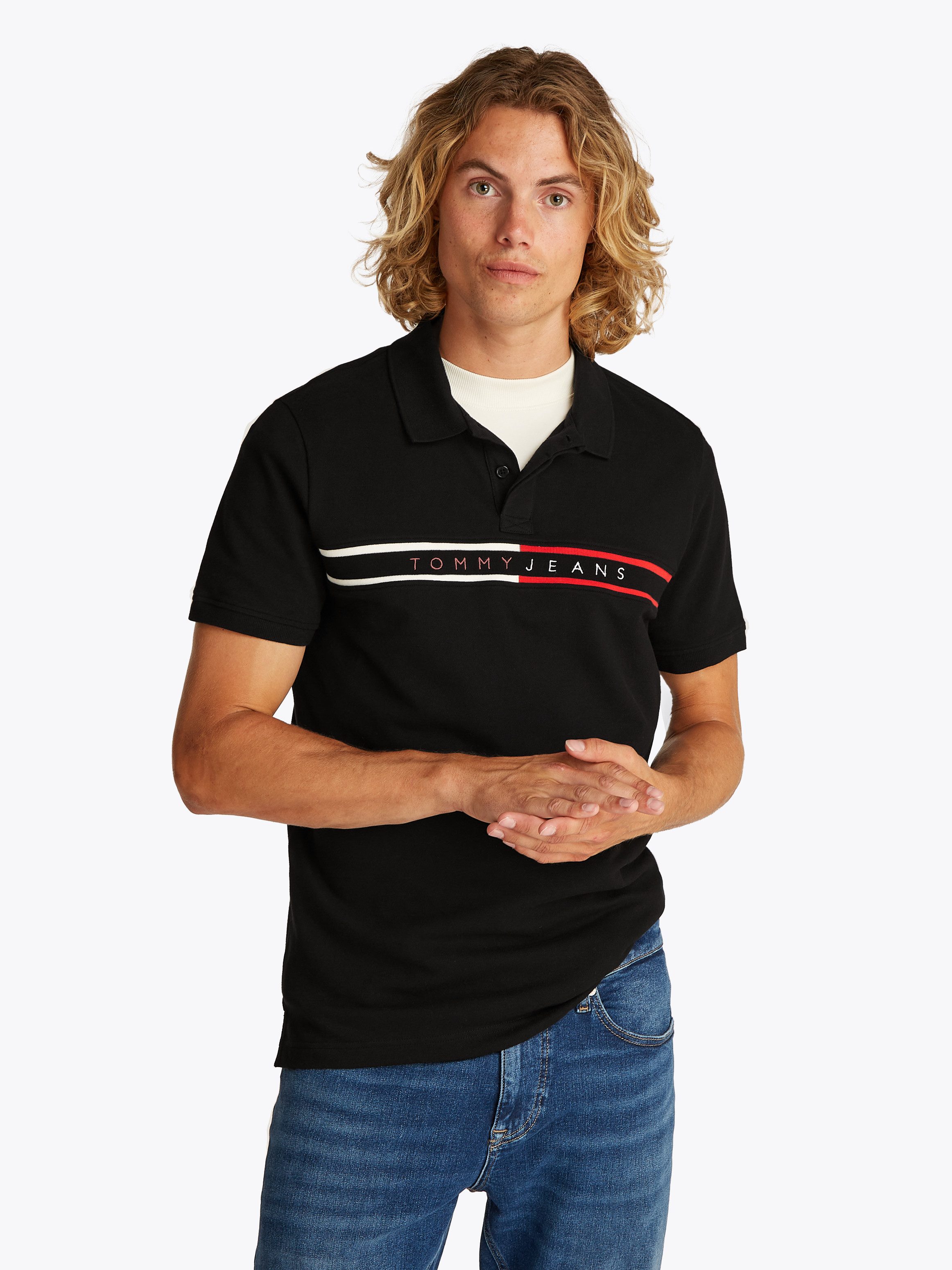Tommy Jeans Poloshirt TJM SLIM CHEST FLAG POLO Mit Rundhalsausschnitt günstig online kaufen