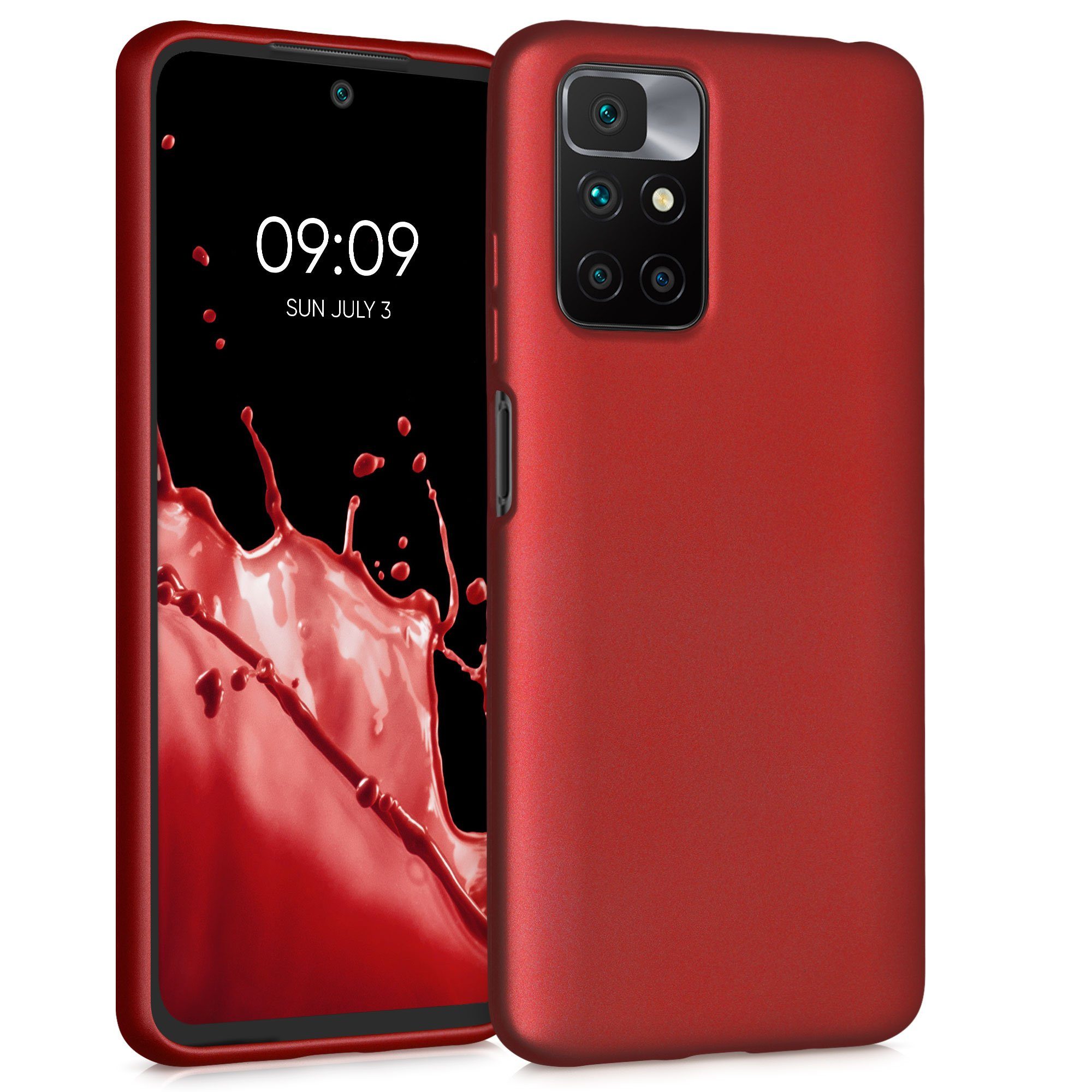 kwmobile Handyhülle Handyhülle für Xiaomi Redmi 10 (2021 / 2022) Hülle, Silikon Case metallisch schimmernd - Schutzhülle Cover