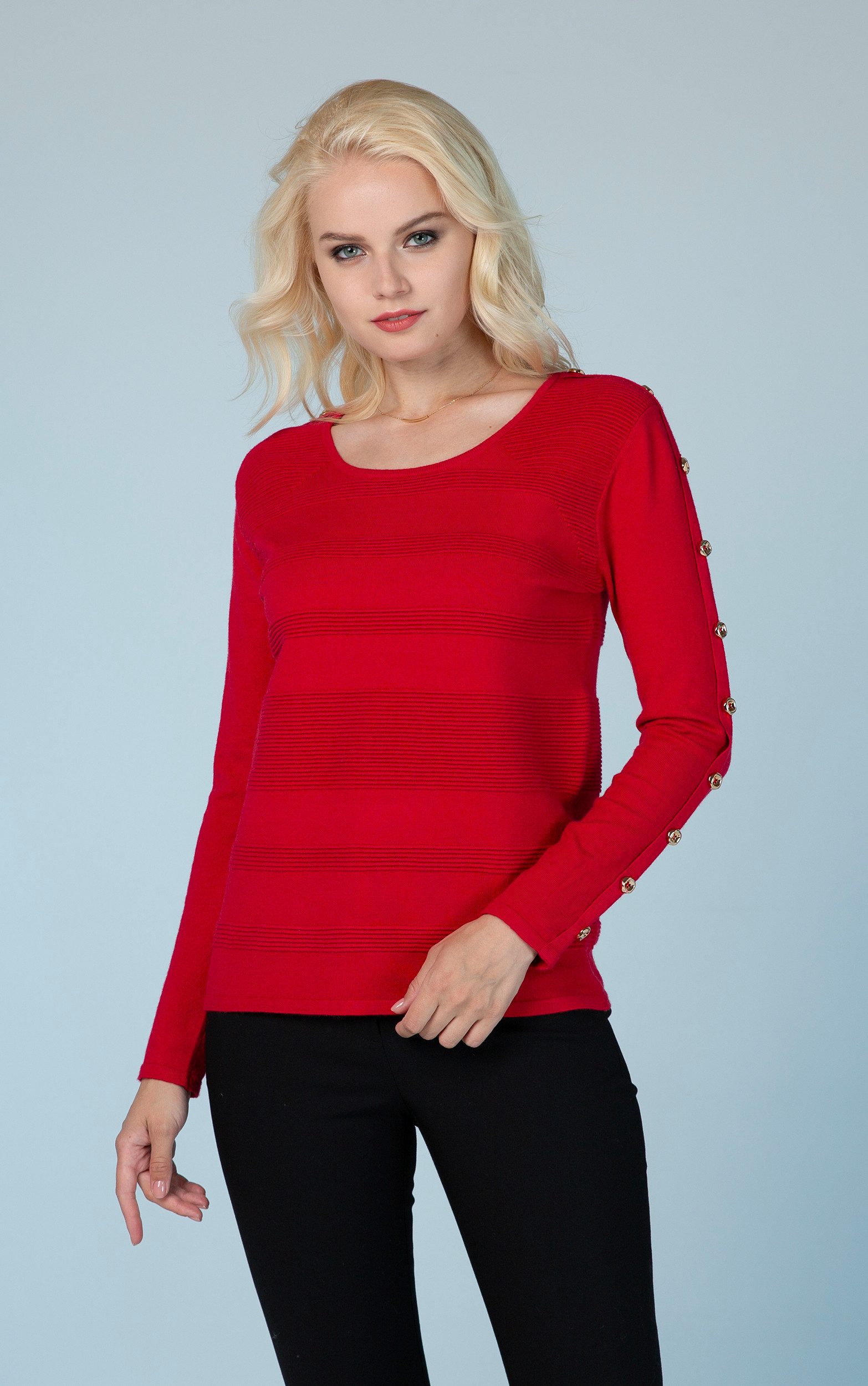 Strickpullover mit Rippstreifen