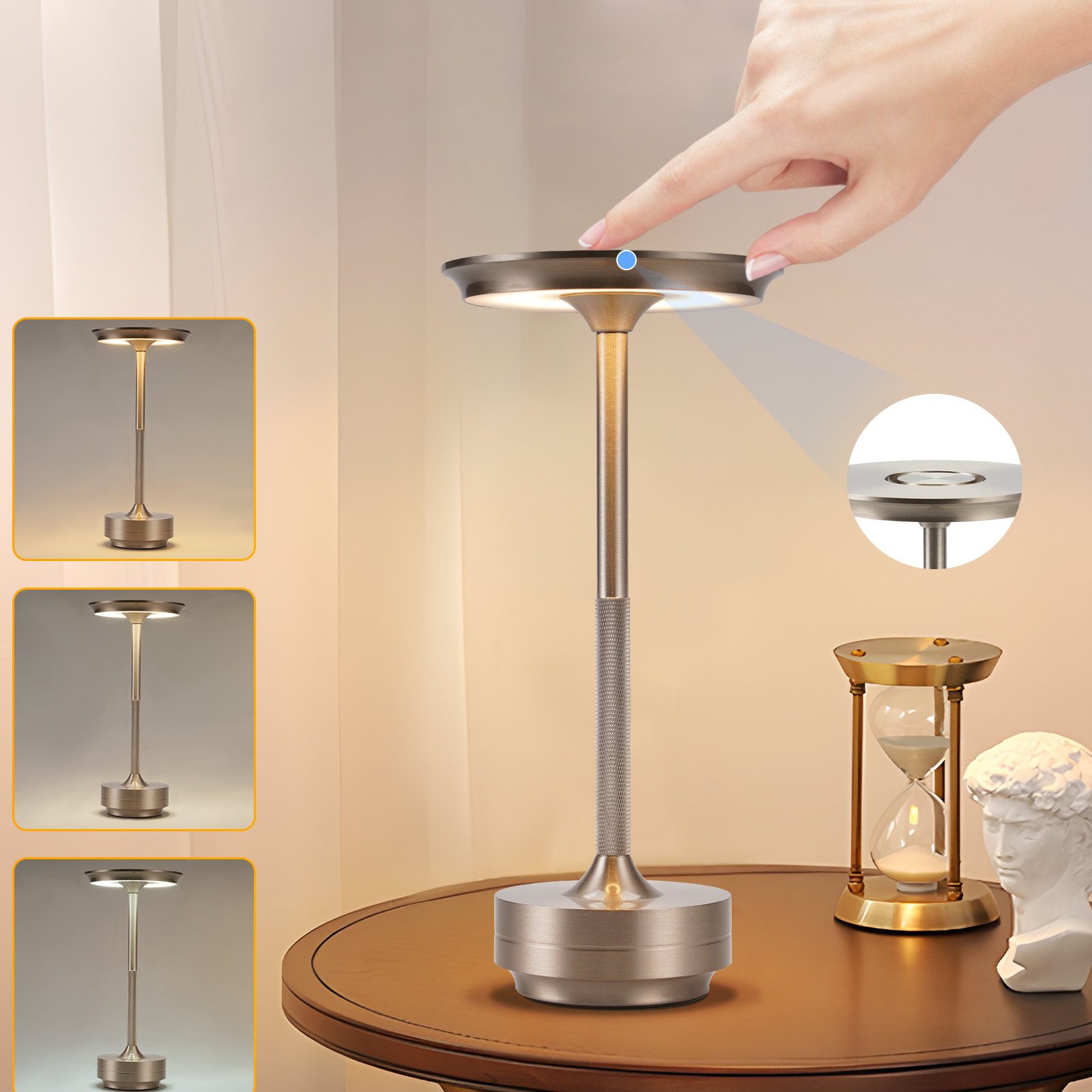 Nettlife LED Tischleuchte Nachttischlampe Kabellos Touch günstig online kaufen