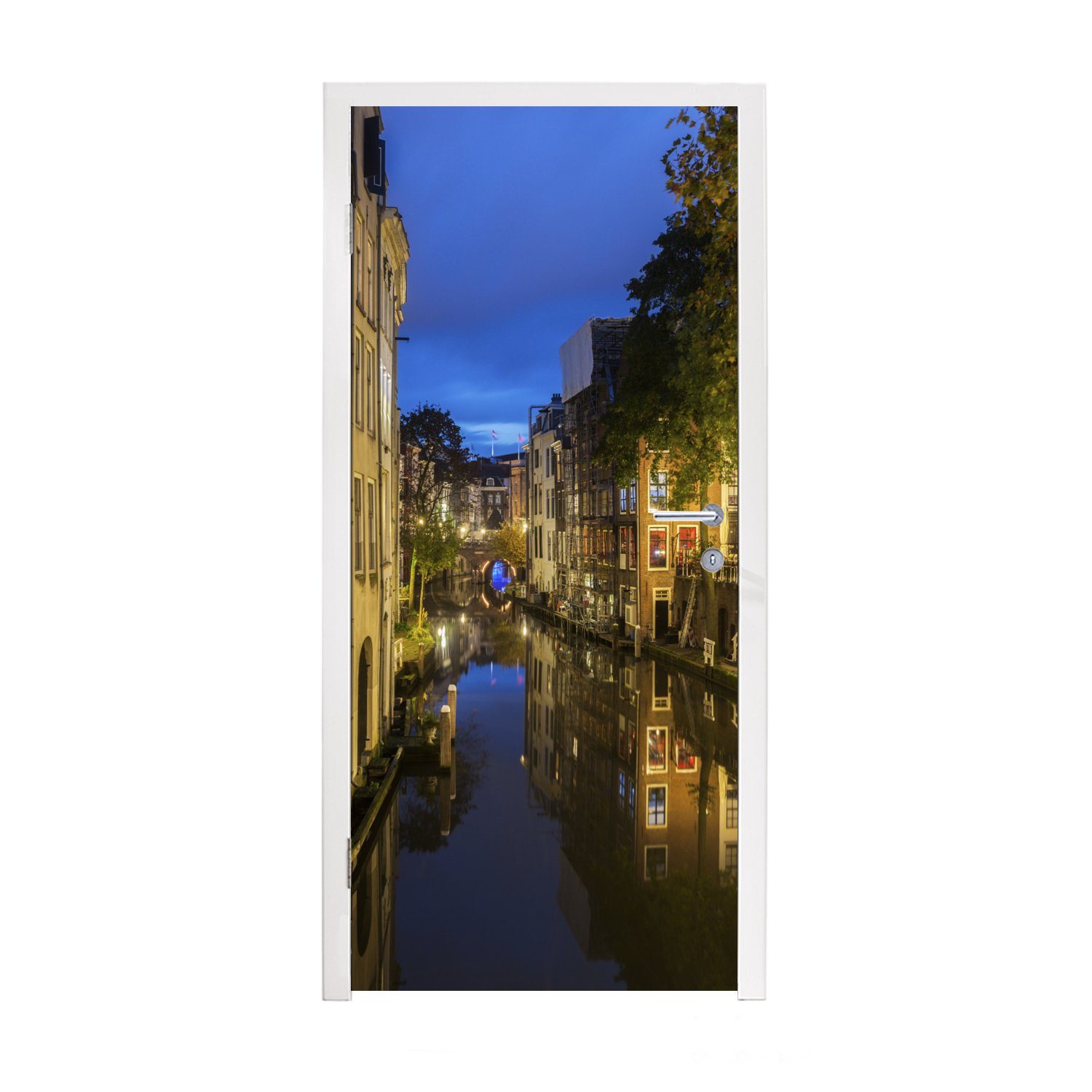 MuchoWow Türtapete Kanal - Utrecht - Niederlande, Matt, bedruckt, (1 St), Fototapete für Tür, Türaufkleber, 75x205 cm