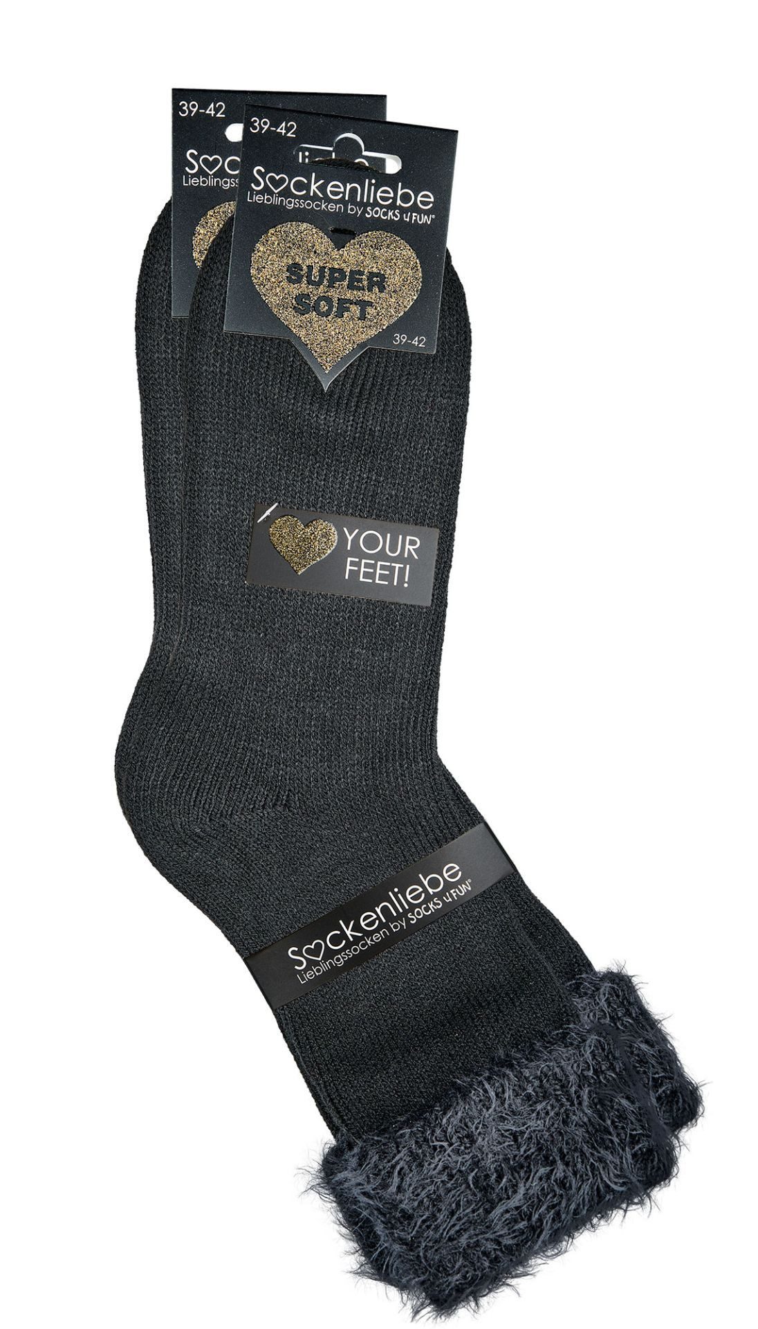FussFreunde Kuschelsocken 2 Paar softe Kuschelsocken, Flausch-Söckchen, Umschlagsocken für Damen (Packung, 2 Paar) weich und flauschig, atmungsaktiv, hautsympathisch