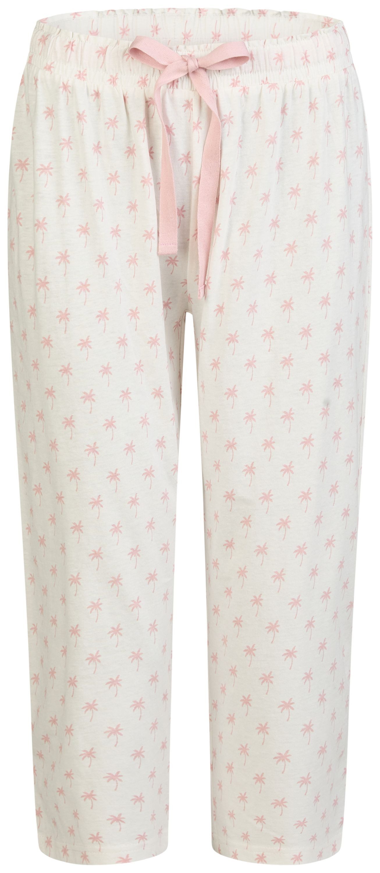 By Louise Pyjamahose Lace Luxury (1-tlg., 1-teilig) Damen Schlafhose Pyjamahose Caprihose Baumwolle