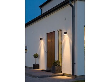 KONSTSMIDE LED Außen-Wandleuchte, LED wechselbar, warmweiß, kleine Fassadenlampe, Carport Haus-wand beleuchten, Schwarz H: 13cm