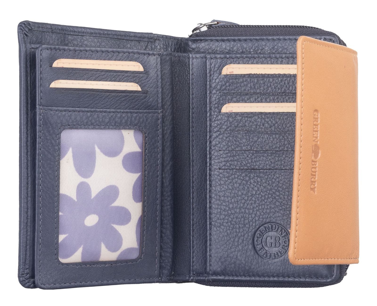Greenburry Geldbörse RV-Wallet RFID, aus echtem Rindsleder mit RFID-Blocker Schutz
