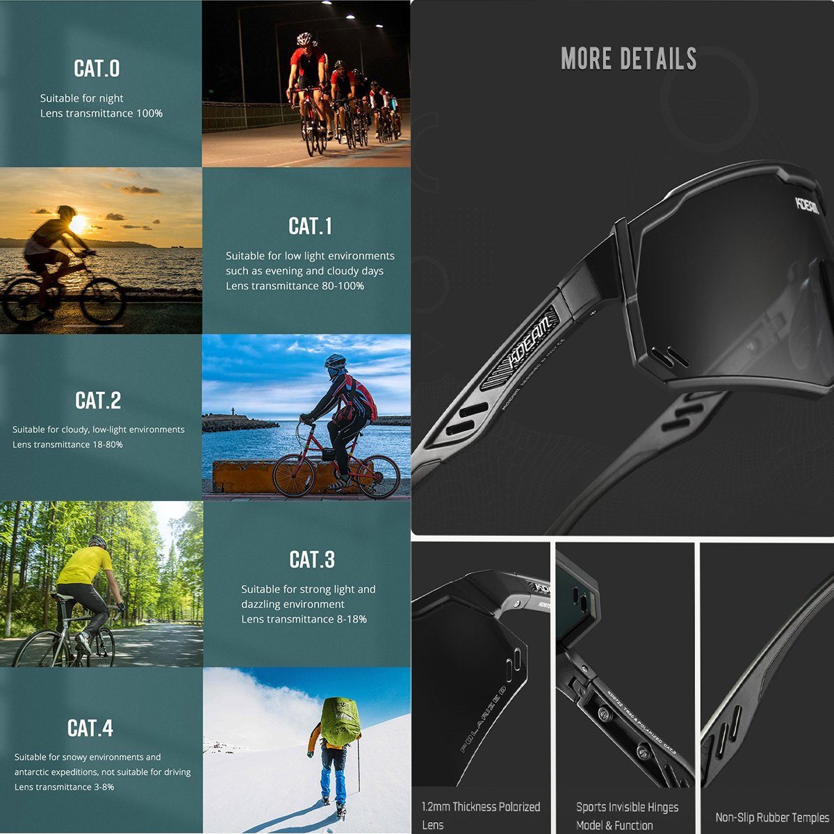 Sportbrille Polarisierte, Unbreakable C3 Sport sonnenbrille Frame XDeer Radsportbrille Polarisierte TR90 Sportbrille